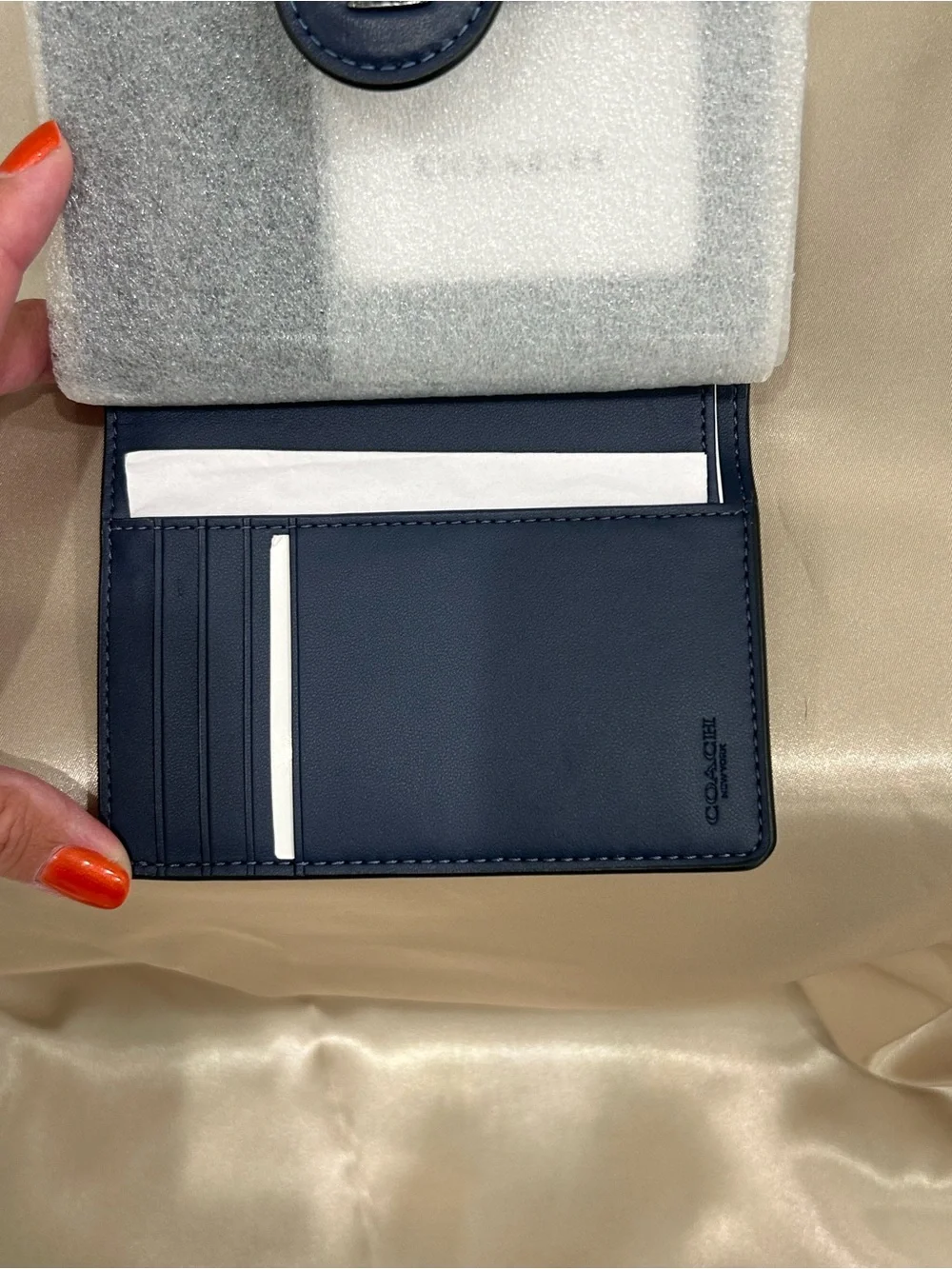 Cloach Navy Blue Women's Bi-Fold Wallet with Carriage Logo
